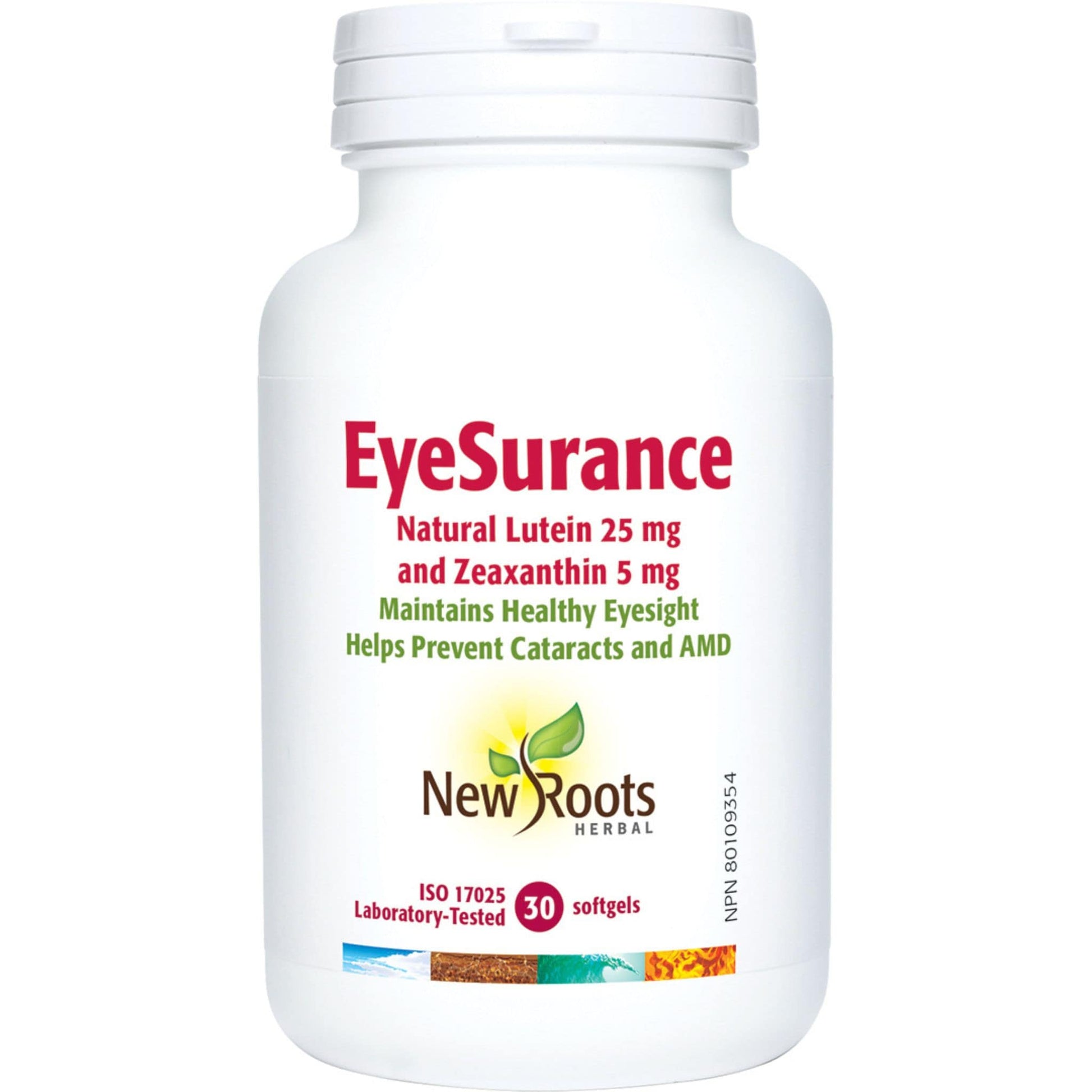 30 Softgels | New Roots Herbal EyeSurance Natural Lutein 25mg and Zeaxanthin 5mg