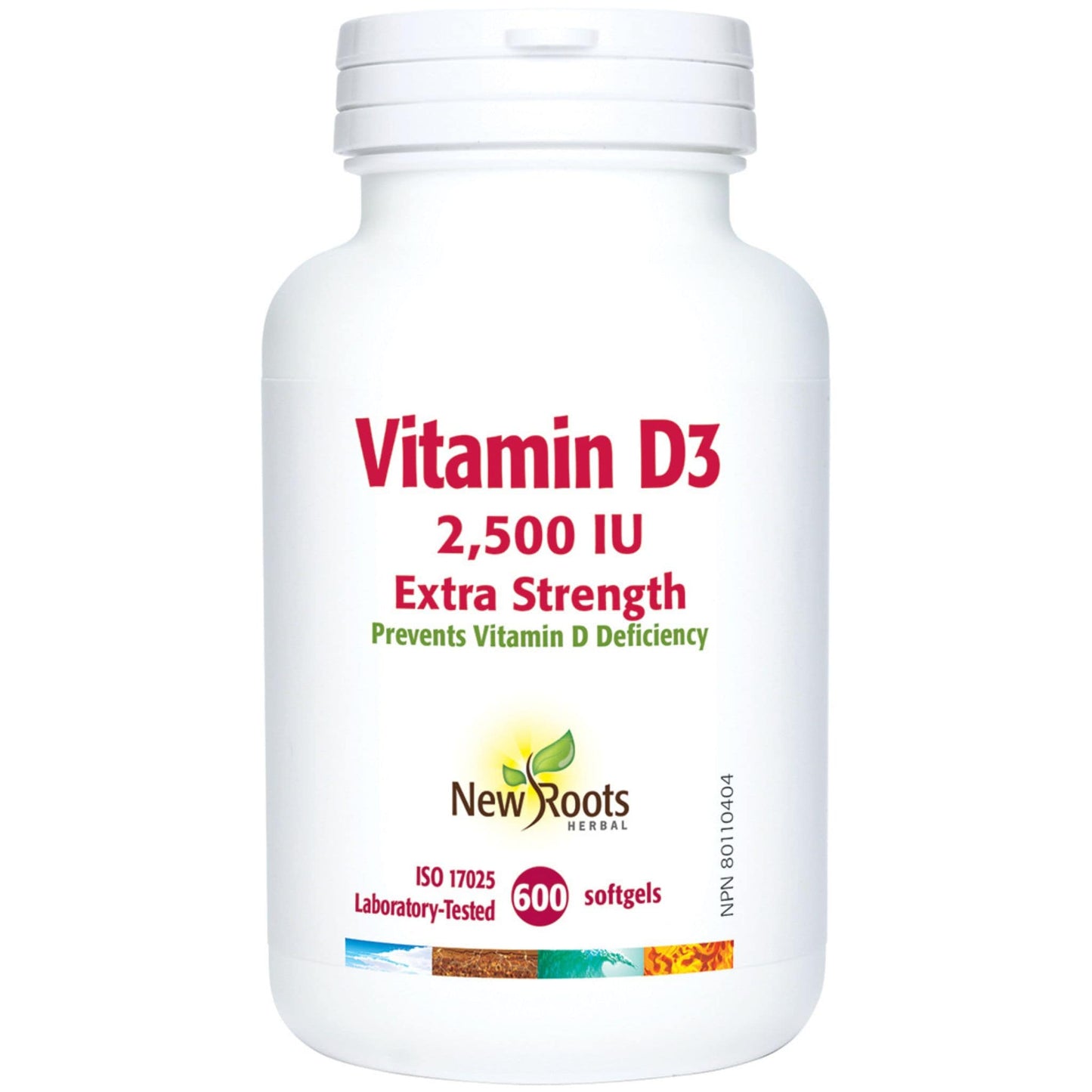 600 Softgels | New Roots Vitamin D3 2500IU Extra Strength