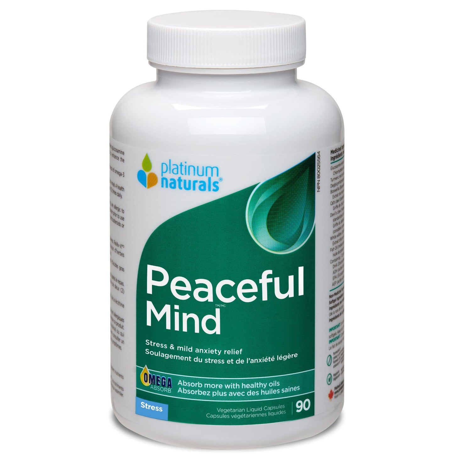 Platinum Naturals Peaceful Mind, Helps Relieve Mild Anxiety and Stress, 30-90 Softgels