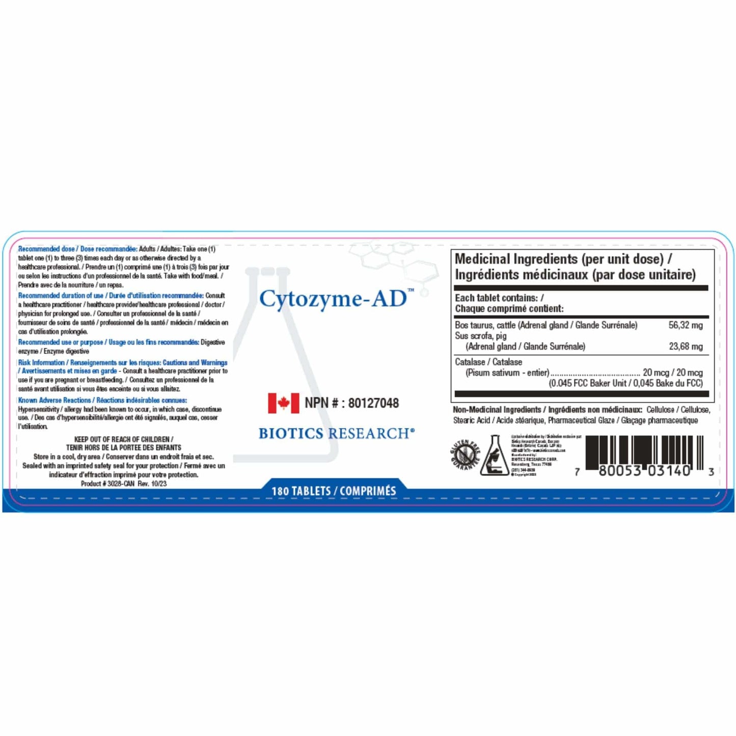 180 Tablets | Biotics Research Cytozyme-AD, Adrenal