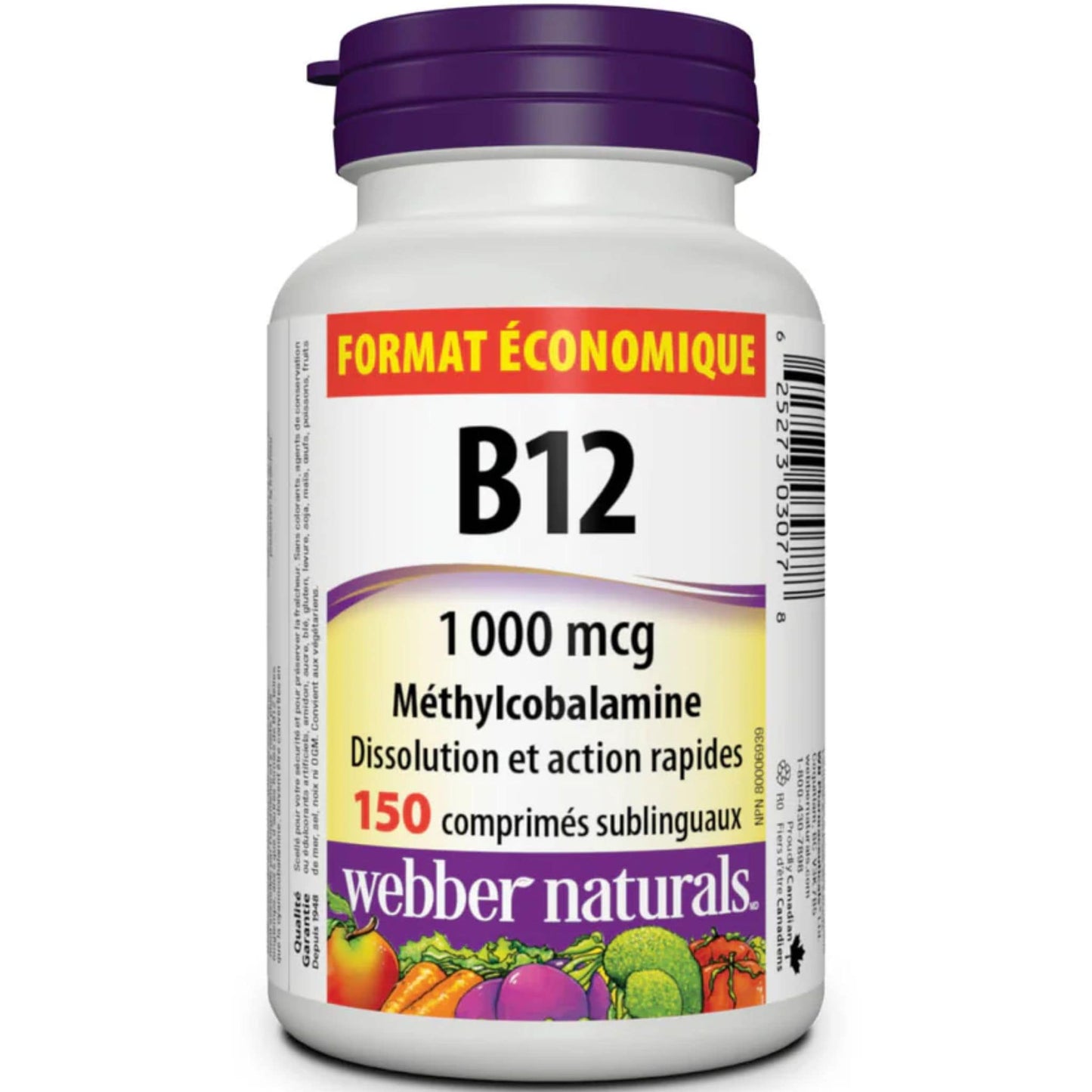 150 Sublingual Tablets | Webber Naturals Vitamin B12 1000mcg Methylcobalamin // French Bottle