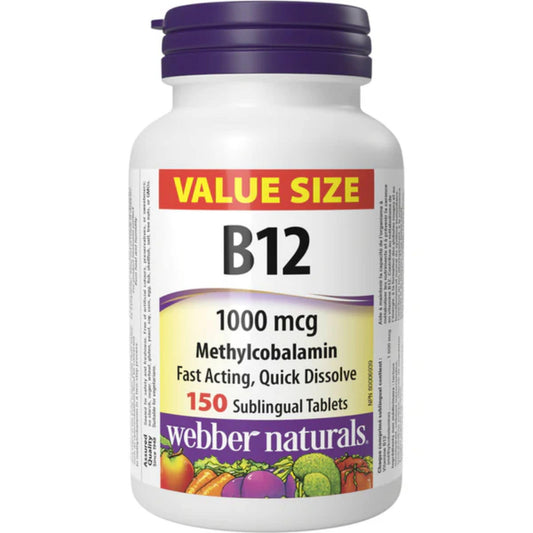 150 Sublingual Tablets | Webber Naturals Vitamin B12 1000mcg Methylcobalamin