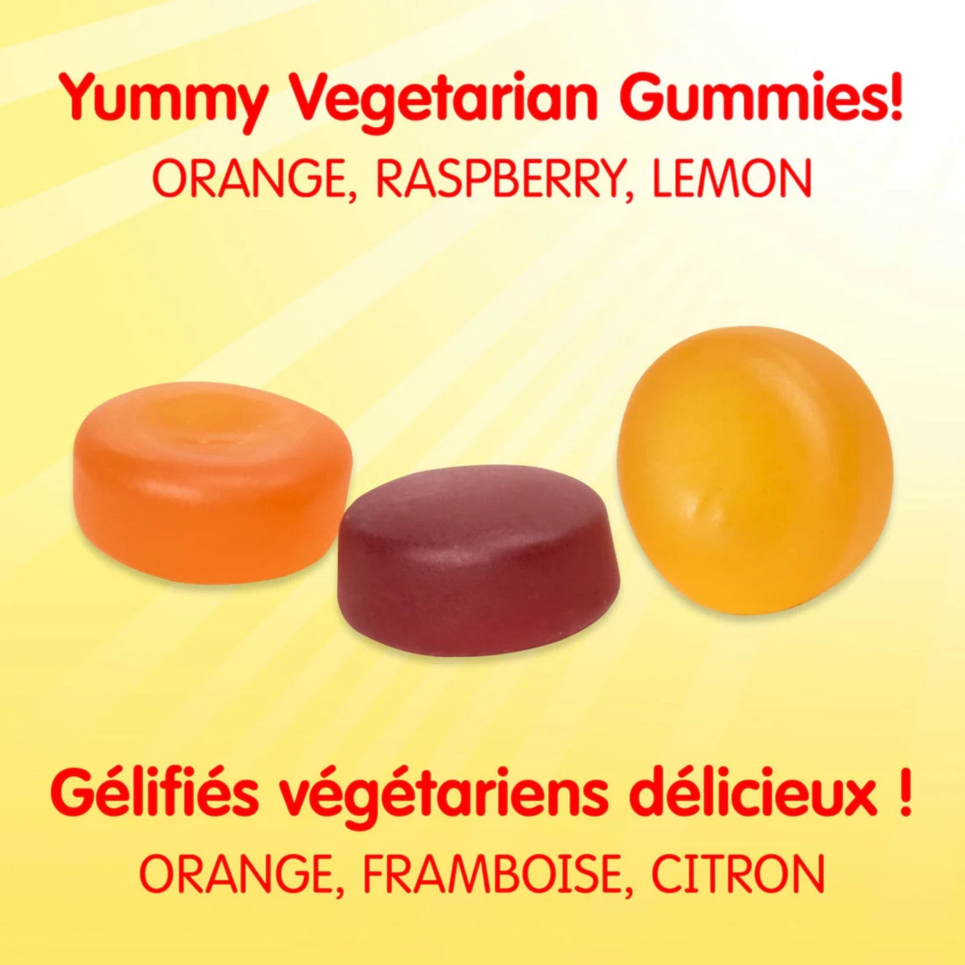 Orange, Raspberry, Lemon 180 Vegetarian Gummies | Webber Naturals Sesame Street Incredible Power Multivitamins // Gummy Flavours