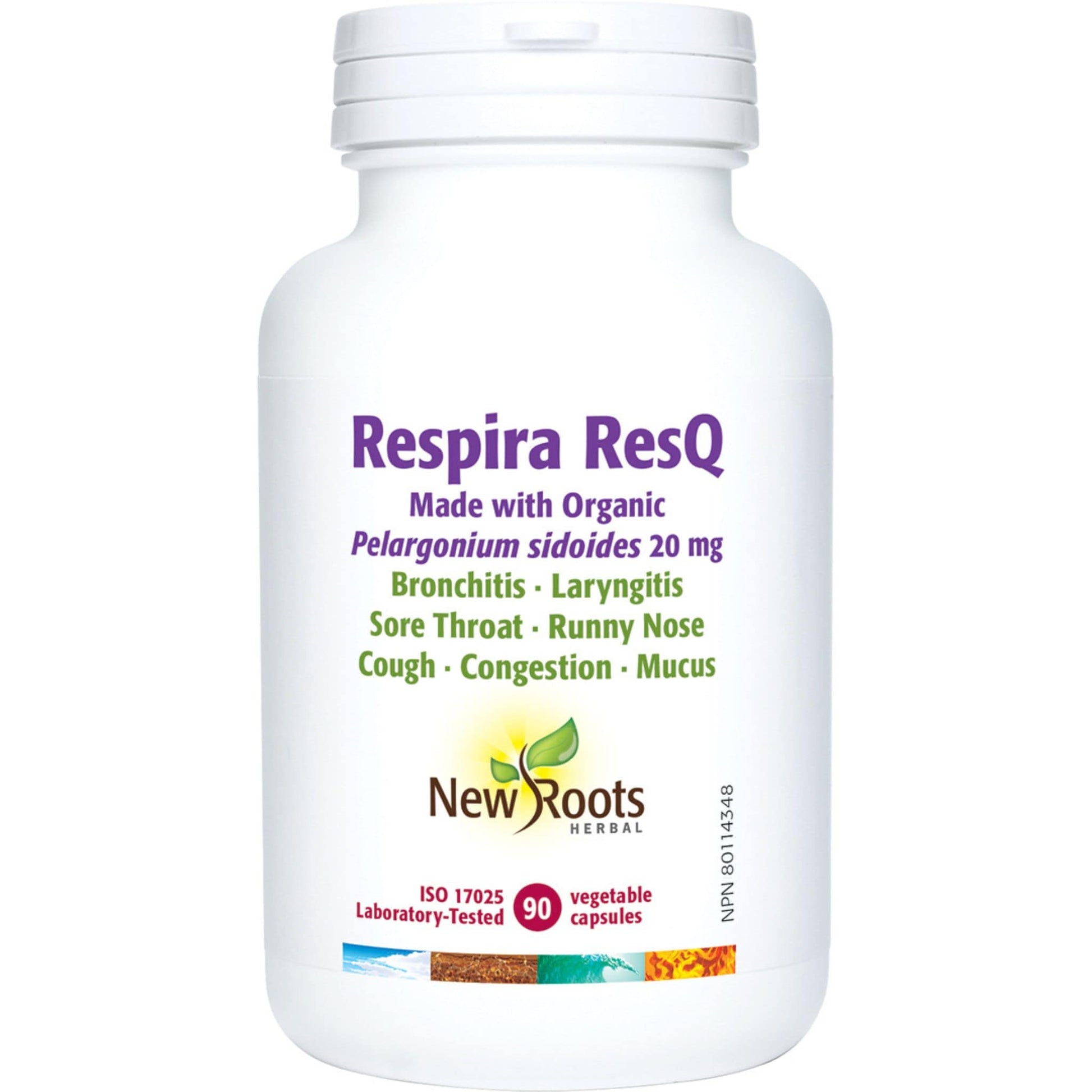 90 Vegetable Capsules | New Roots Herbal Respira ResQ Made with Organic Pelargonium Sidoides 20mg