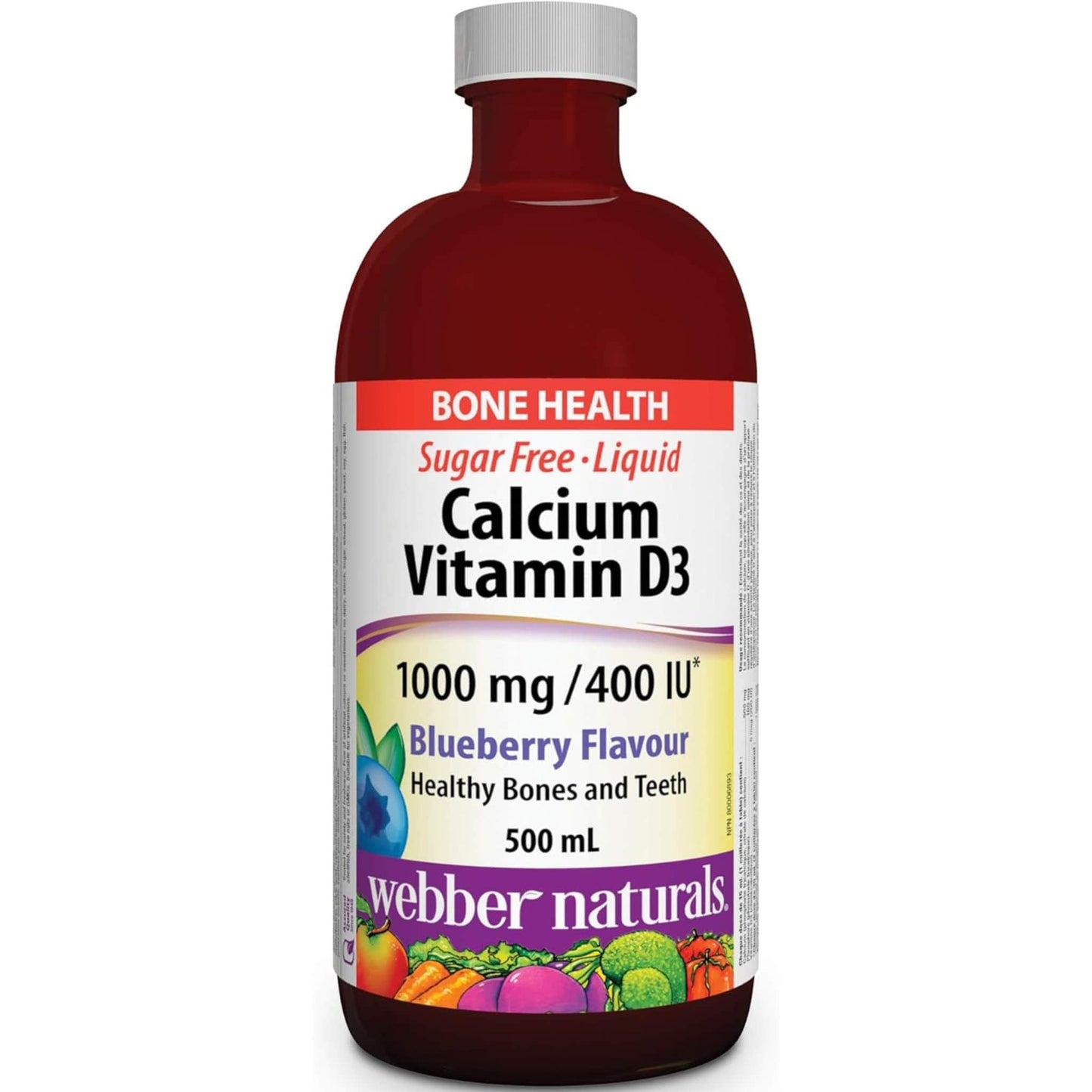 Blueberry 500ml | Webber Naturals Calcium Vitamin D3 1000mg/400IU // blueberry flavour