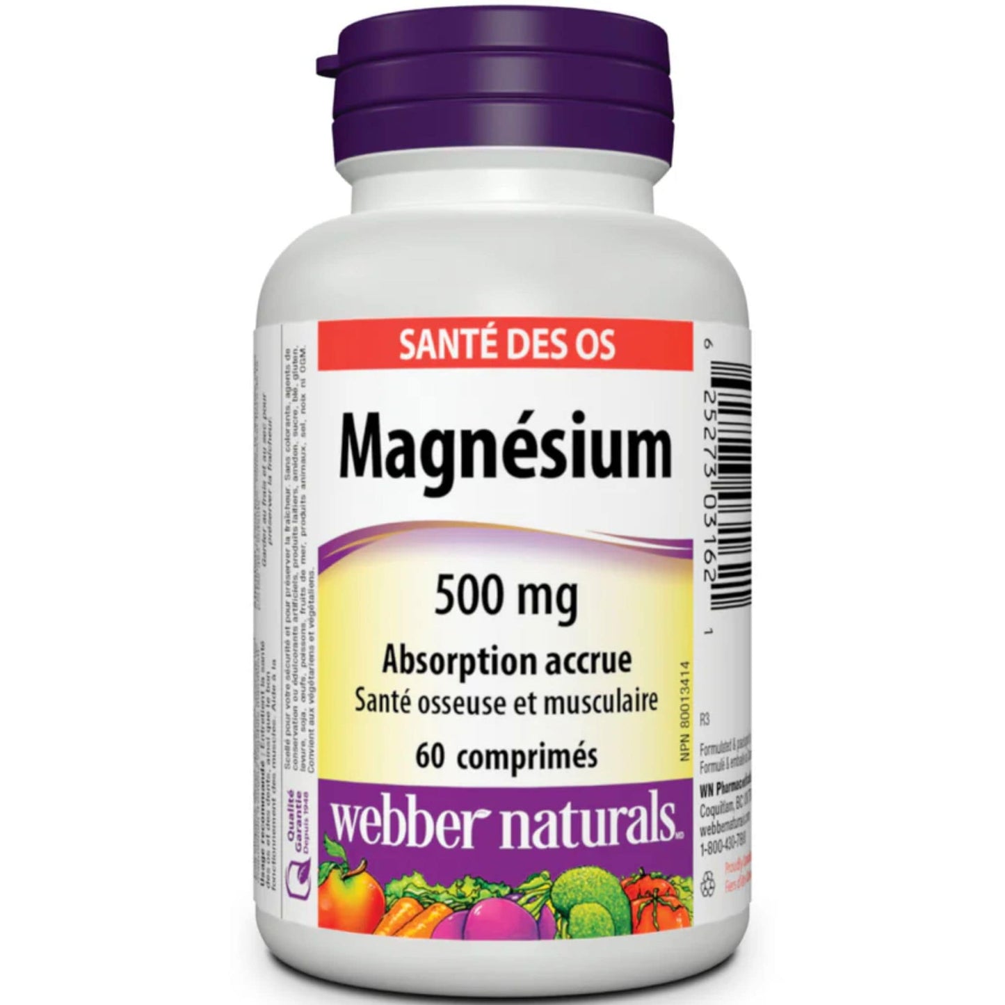 60 Tablets | Webber Naturals Magnesium 500mg Enhanced Absorption // French Bottle