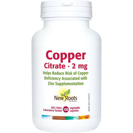 100 Vegetable Capsules | New Roots Herbal Copper Citrate - 2mg 