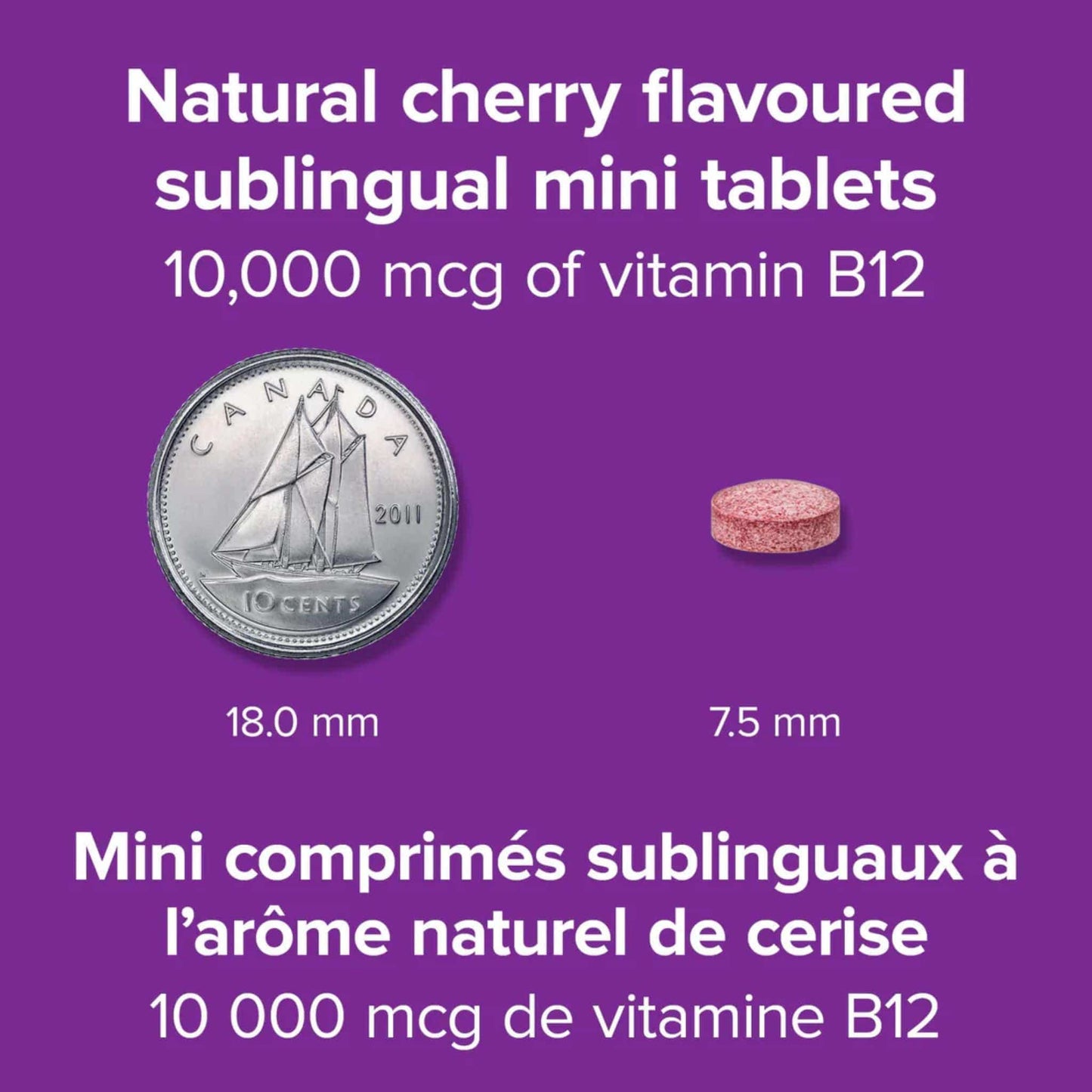 Cherry Flavour 40 Sublingual Tablets | Webber Naturals Vitamin b12 Ultra Strength 10,000mcg Methylcobalamin // Infographic