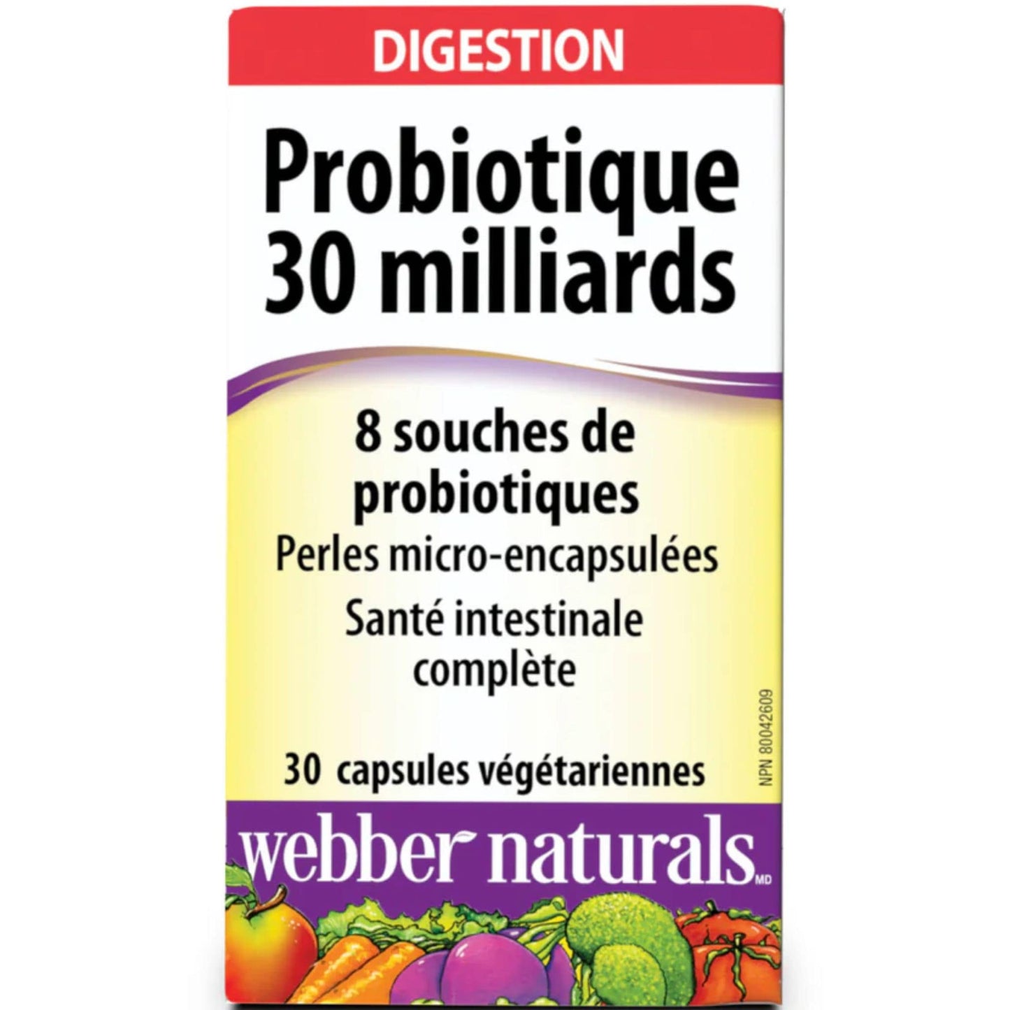 30 Vegetarian Capsules | Webber Naturals Probiotic 30 Billion, 8 Strains // French Bottle