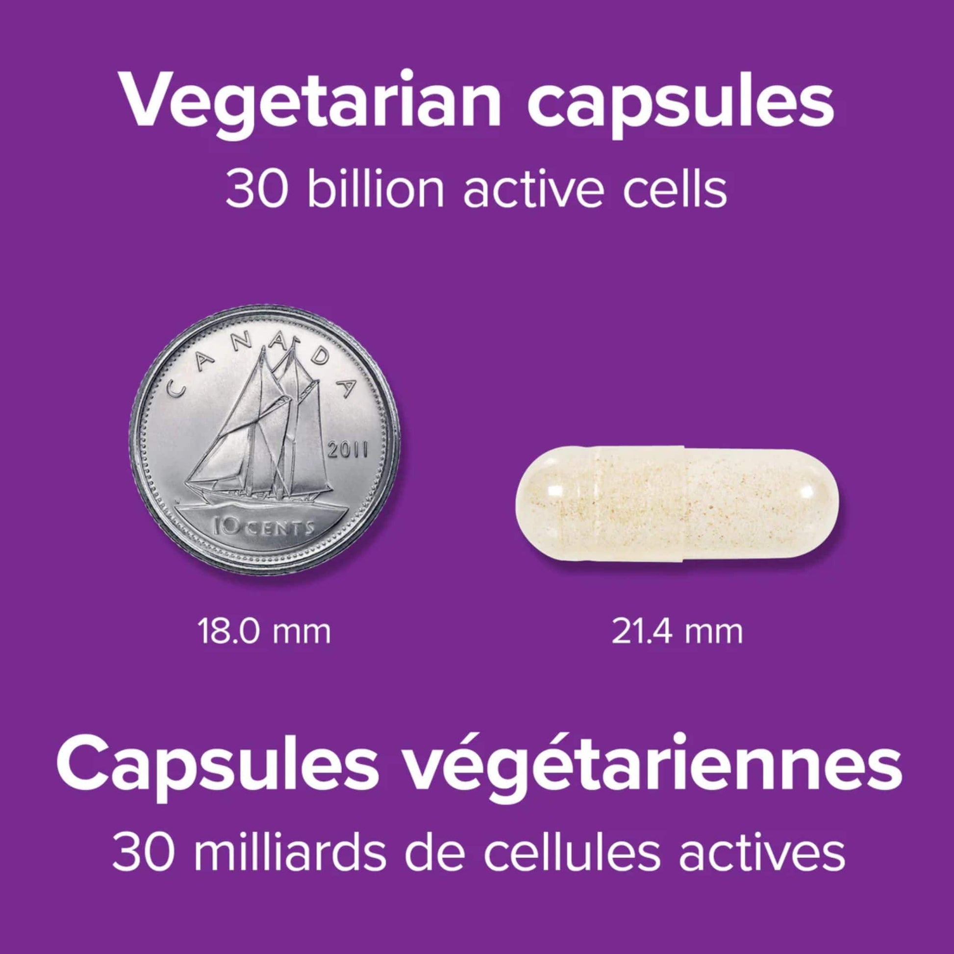 30 Vegetarian Capsules | Webber Naturals Probiotic 30 Billion, 8 Strains // Infographic