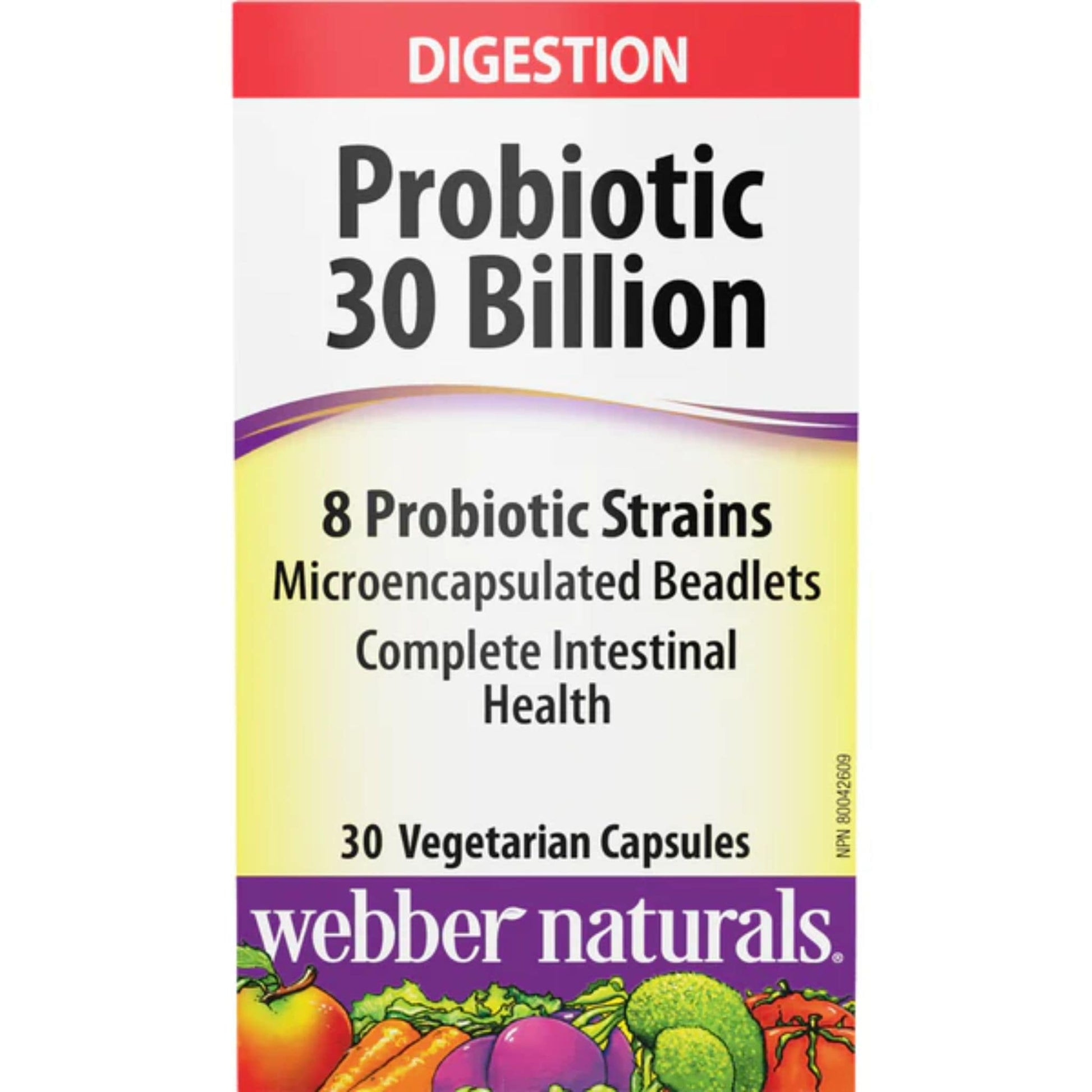 30 Vegetarian Capsules | Webber Naturals Probiotic 30 Billion, 8 Strains