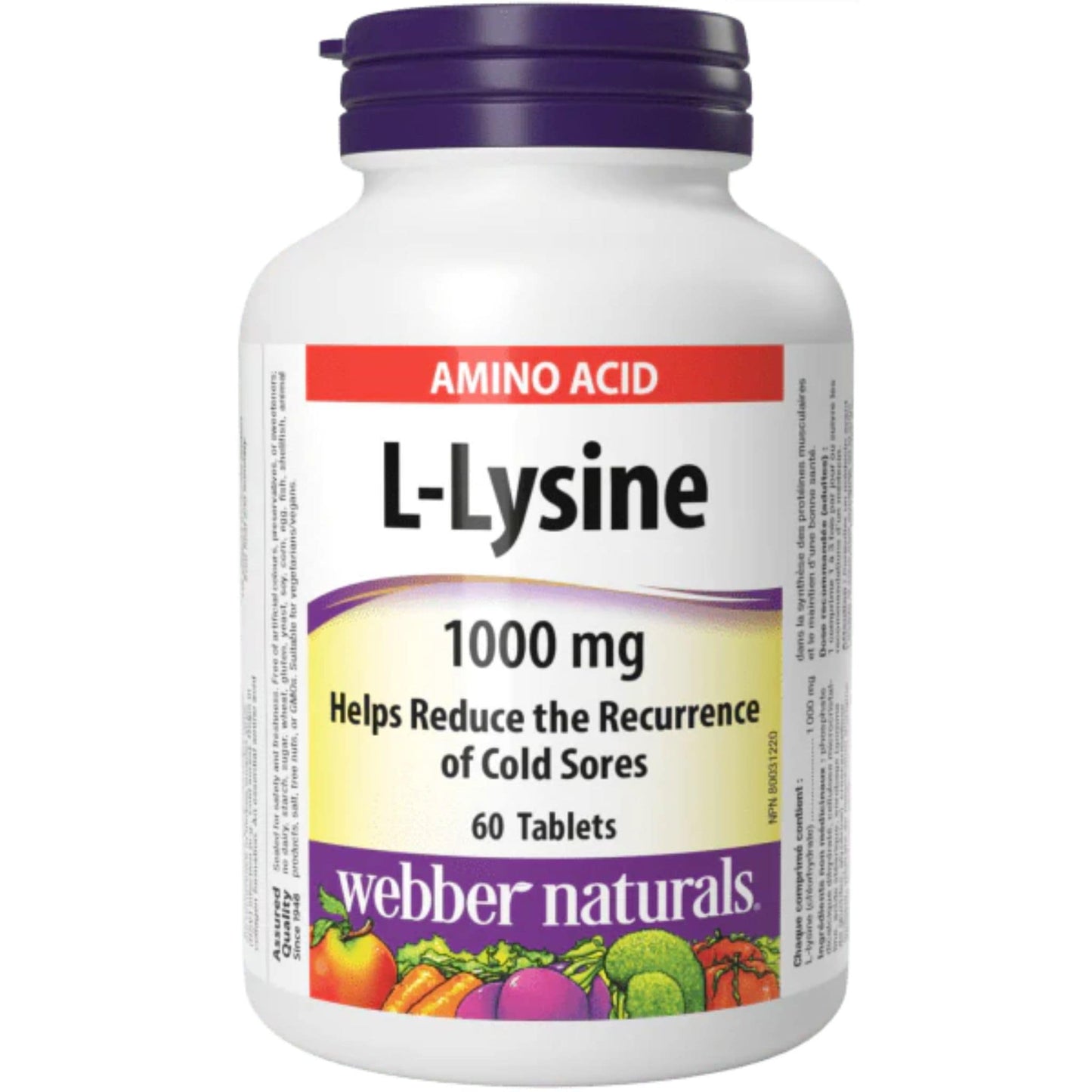 60 Tablets | Webber Naturals L-Lysine 1000mg 