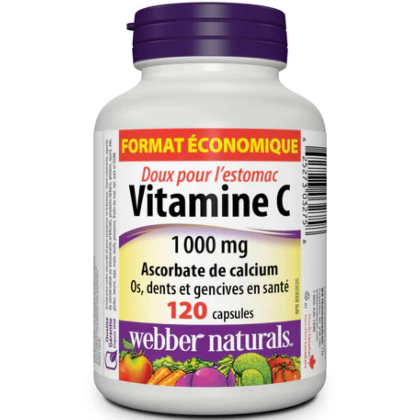 120 Capsules | Webber Naturals Stomach Friendly Vitamin C 1000mg // French Bottle