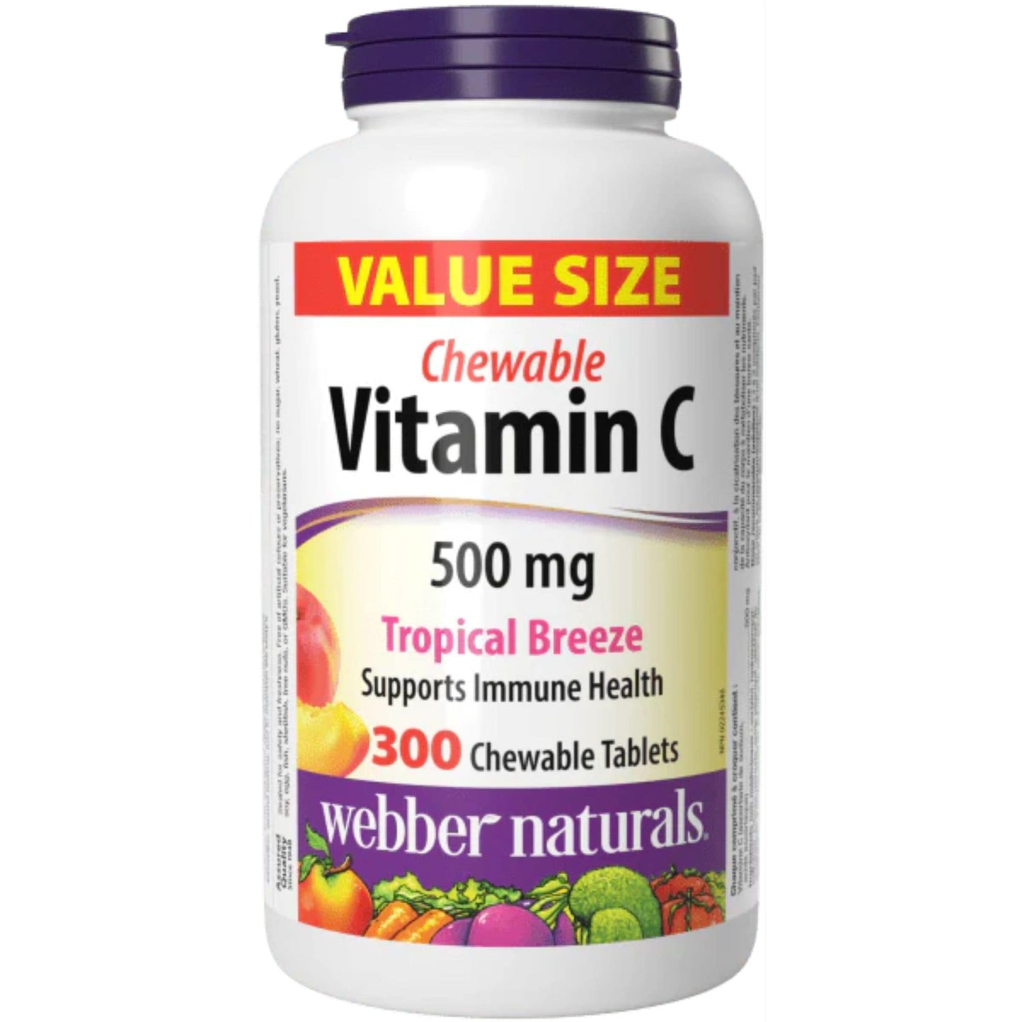 300 Chewable Tablets | Webber Naturals Vitamin C 500mg Chewable // tropical breeze flavour