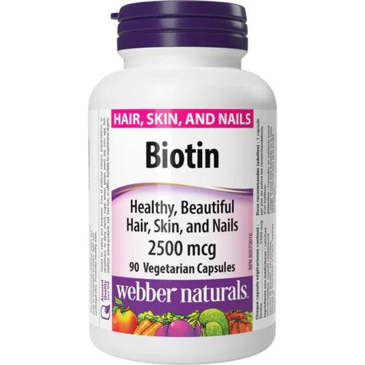 90 Vegetarian Capsules | Webber Naturals Biotin 2500mcg