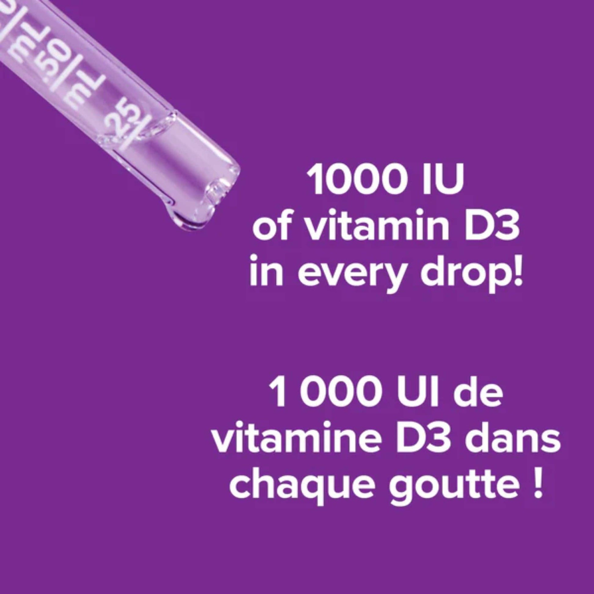 25ml | Webber Naturals Liquid Vitamin D3 1000 IU/UI // Infographic