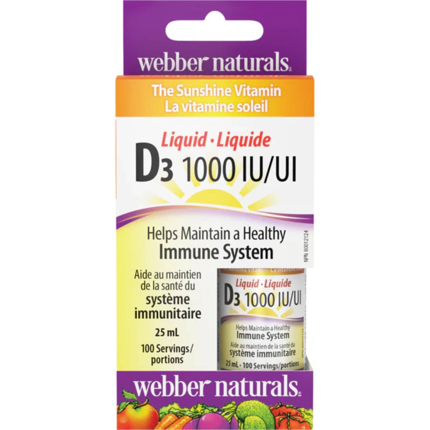 25ml | Webber Naturals Liquid Vitamin D3 1000 IU/UI