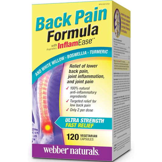 120 Vegetarian Capsules | Webber Naturals Back Pain Formula with InflamEase