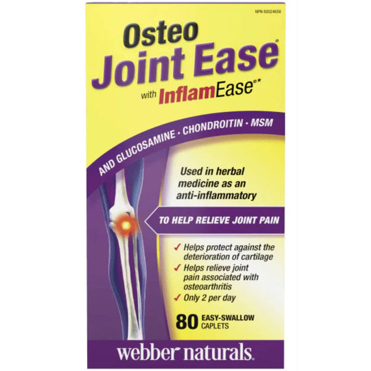 80 Easy Swallow Caplets | Webber Naturals Osteo Joint Ease with InflamEase and Glucosamine, Chondroitin and MSM