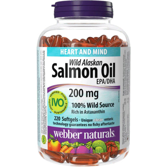 220 Clear Enteric Softgels | Webber Naturals Wild Alaskan Salmon Oil EPA/DHA 200mg