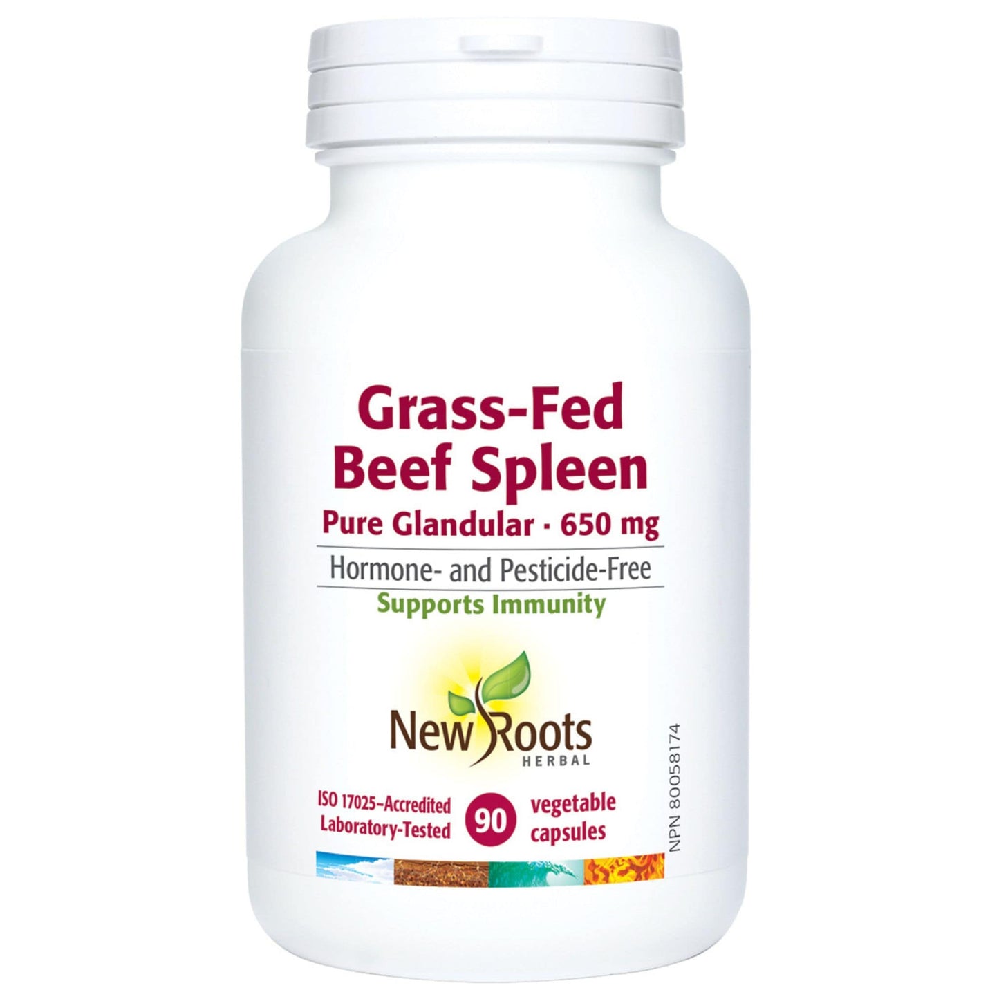 90 Vegetable Capsules | New Roots Herbal Grass-Fed beef Spleen 650mg Pure Glandular