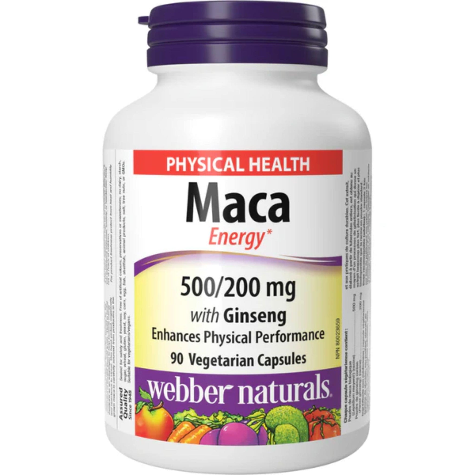 90 Vegetarian Capsules | Webber Naturals Maca Energy 500/200mg with Ginseng