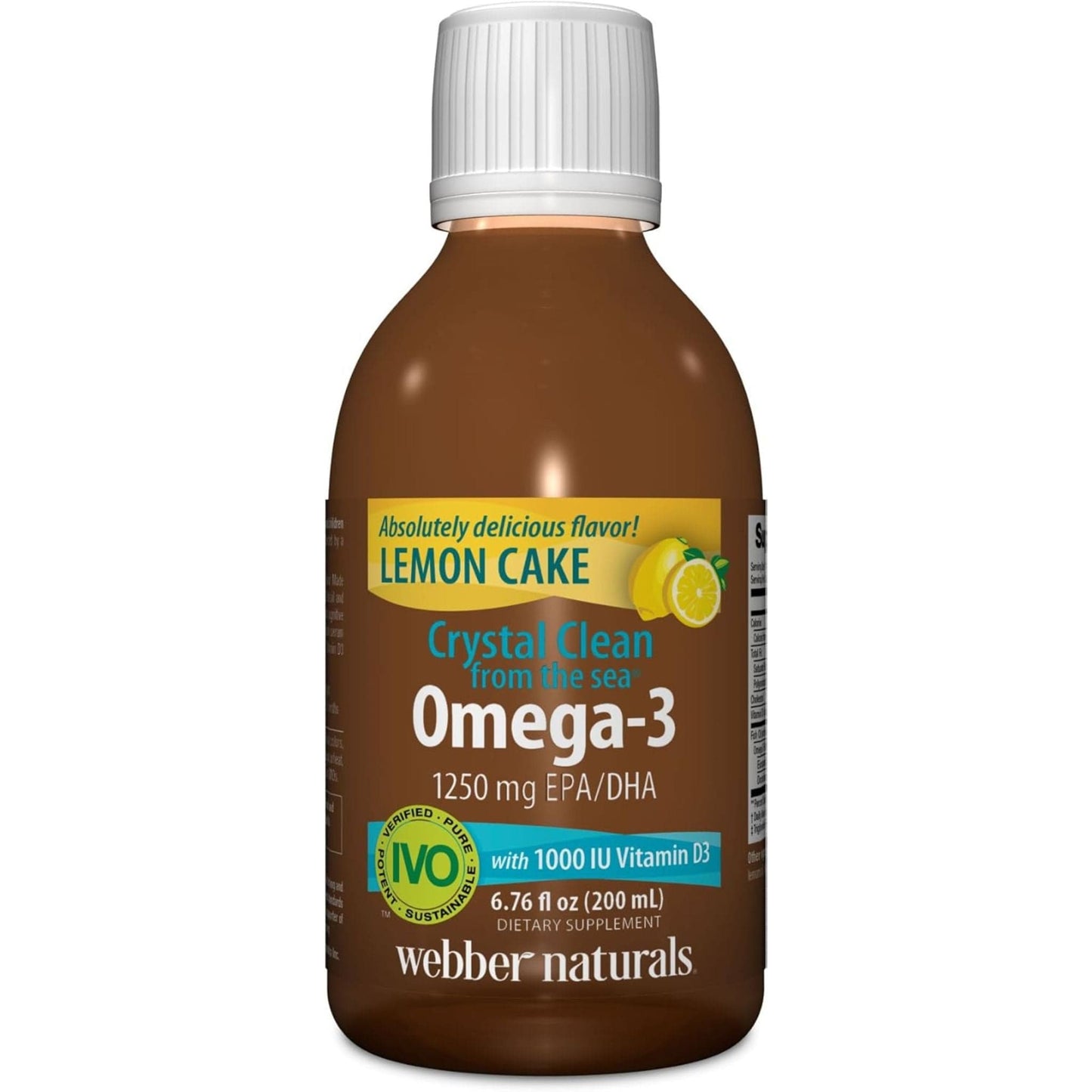 Lemon Cake 200ml | Webber Naturals Omega-3 1250mg EPA/DHA Crystal Clean with 1000IU and Vitamin D3 // lemon cake flavour