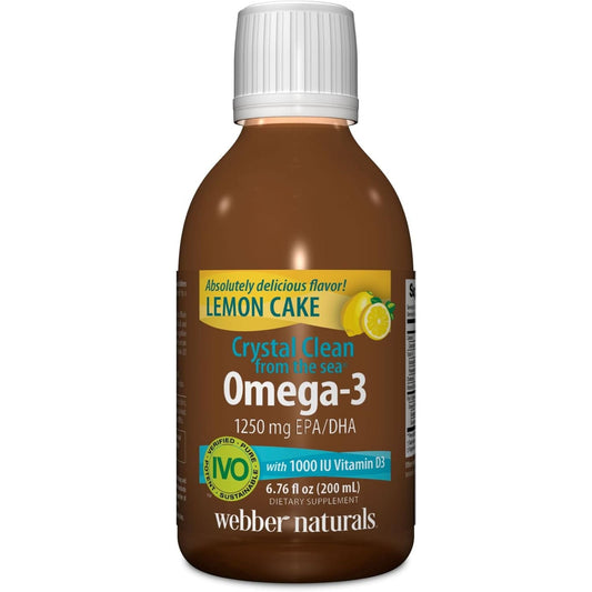 Lemon Cake 200ml | Webber Naturals Omega-3 1250mg EPA/DHA Crystal Clean with 1000IU and Vitamin D3 // lemon cake flavour