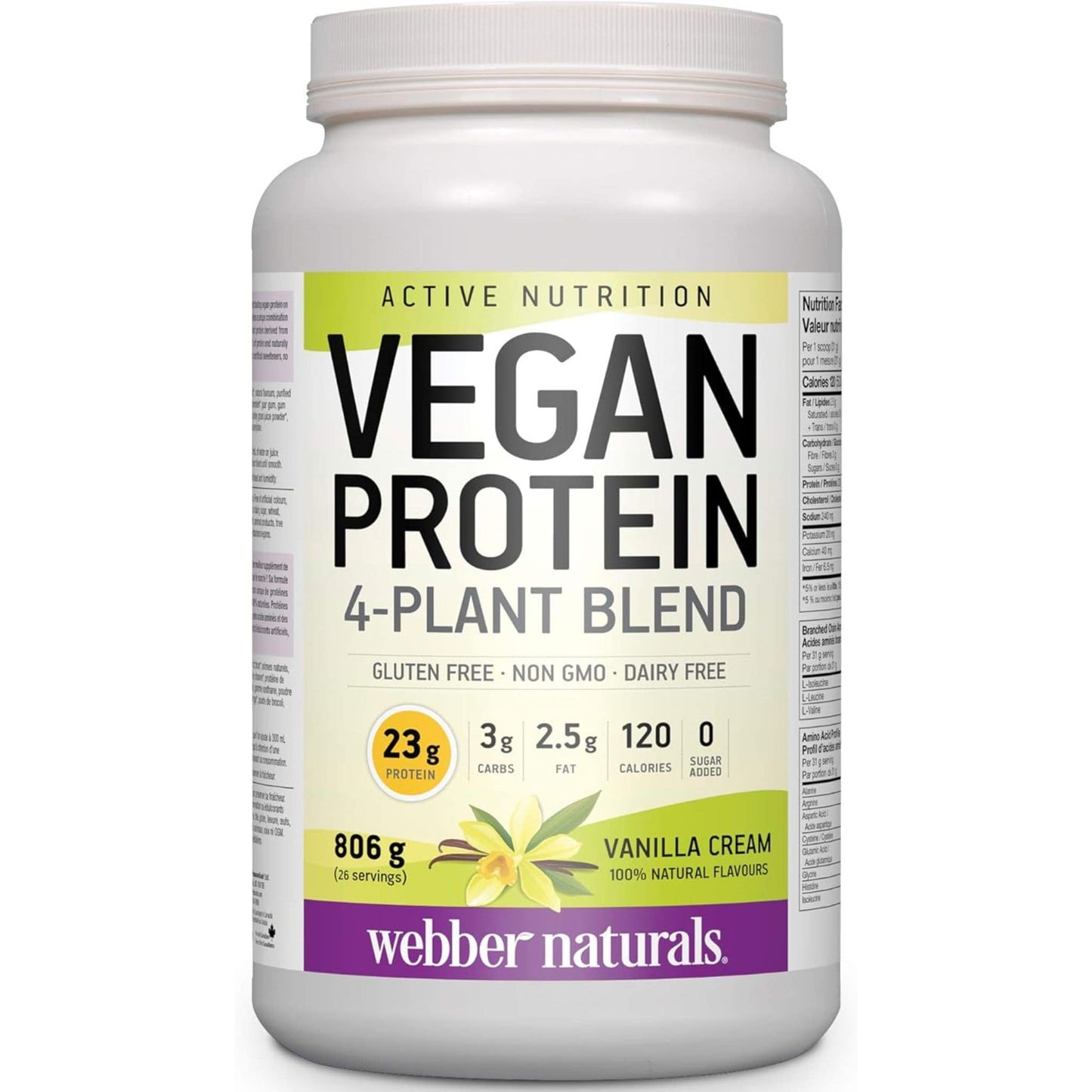 Vanilla Cream 806g | Webber Naturals Vegan Protein 4-Plant Blend // vanilla cream flavour