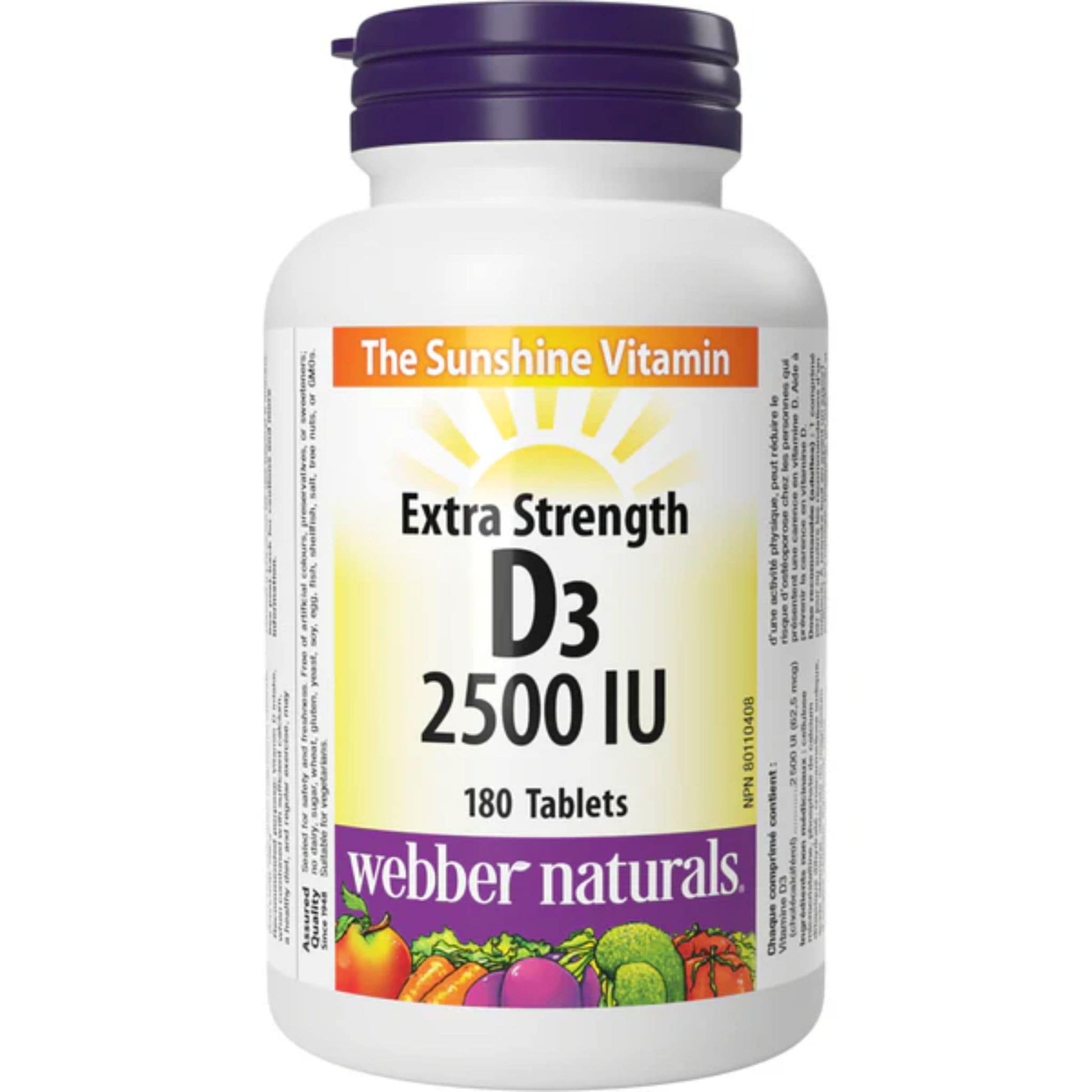 180 Tablets | Webber Naturals Vitamin D3 2500IU Extra Strength 