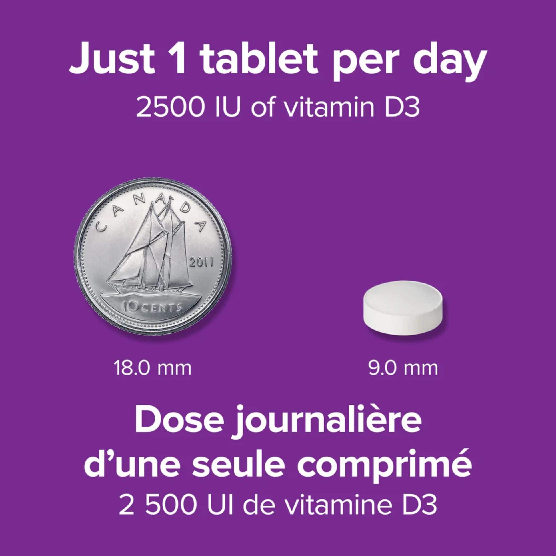 180 Tablets | Webber Naturals Vitamin D3 2500IU Extra Strength  // Size