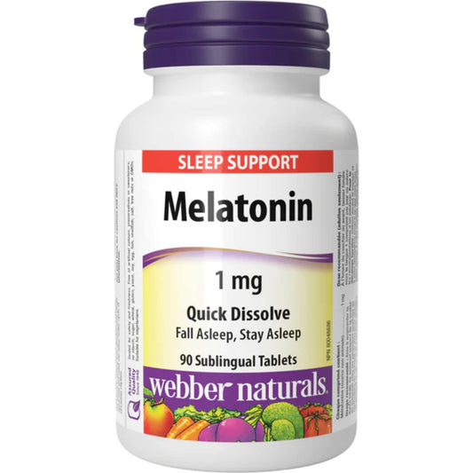 90 Sublingual Tablets | Webber Naturals Melatonin 1mg Quick Dissolve