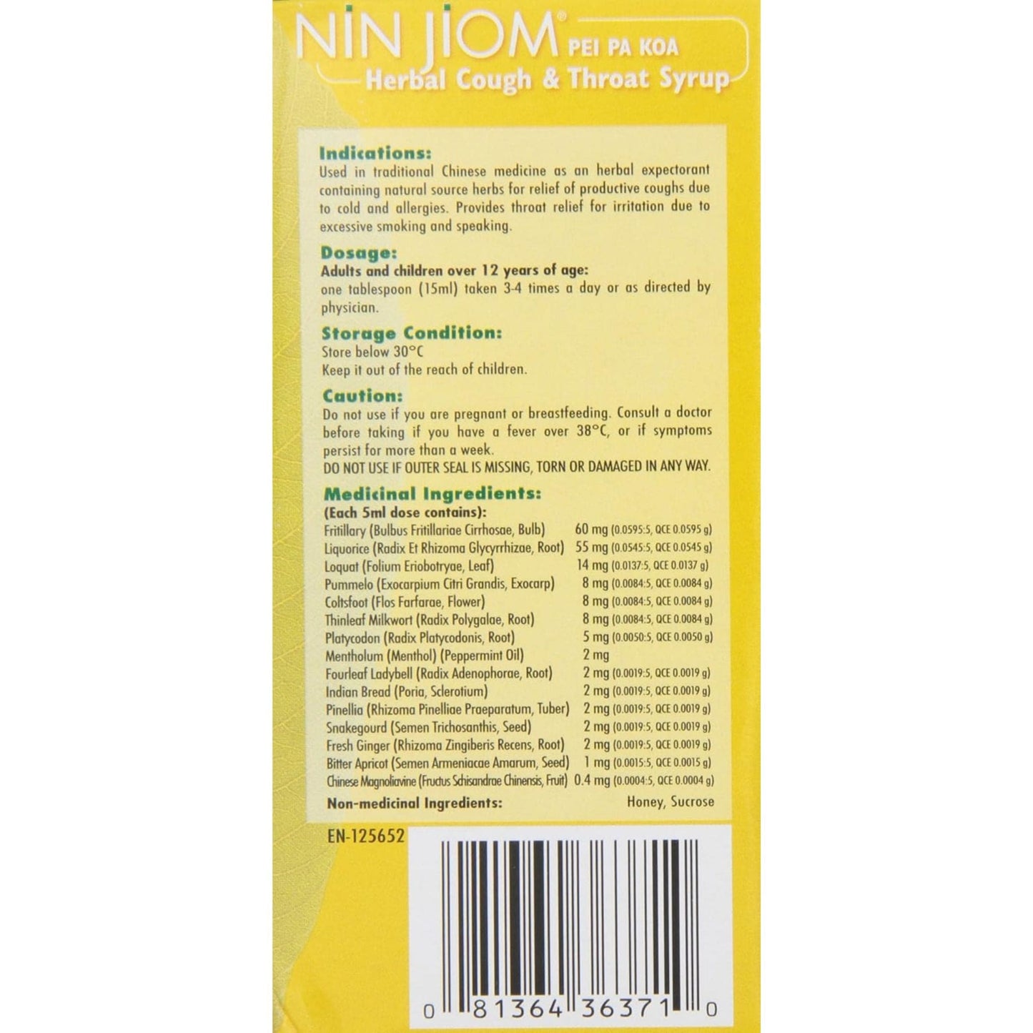 150ml | Nin Jiom Herbal Cough and Throat Syrup