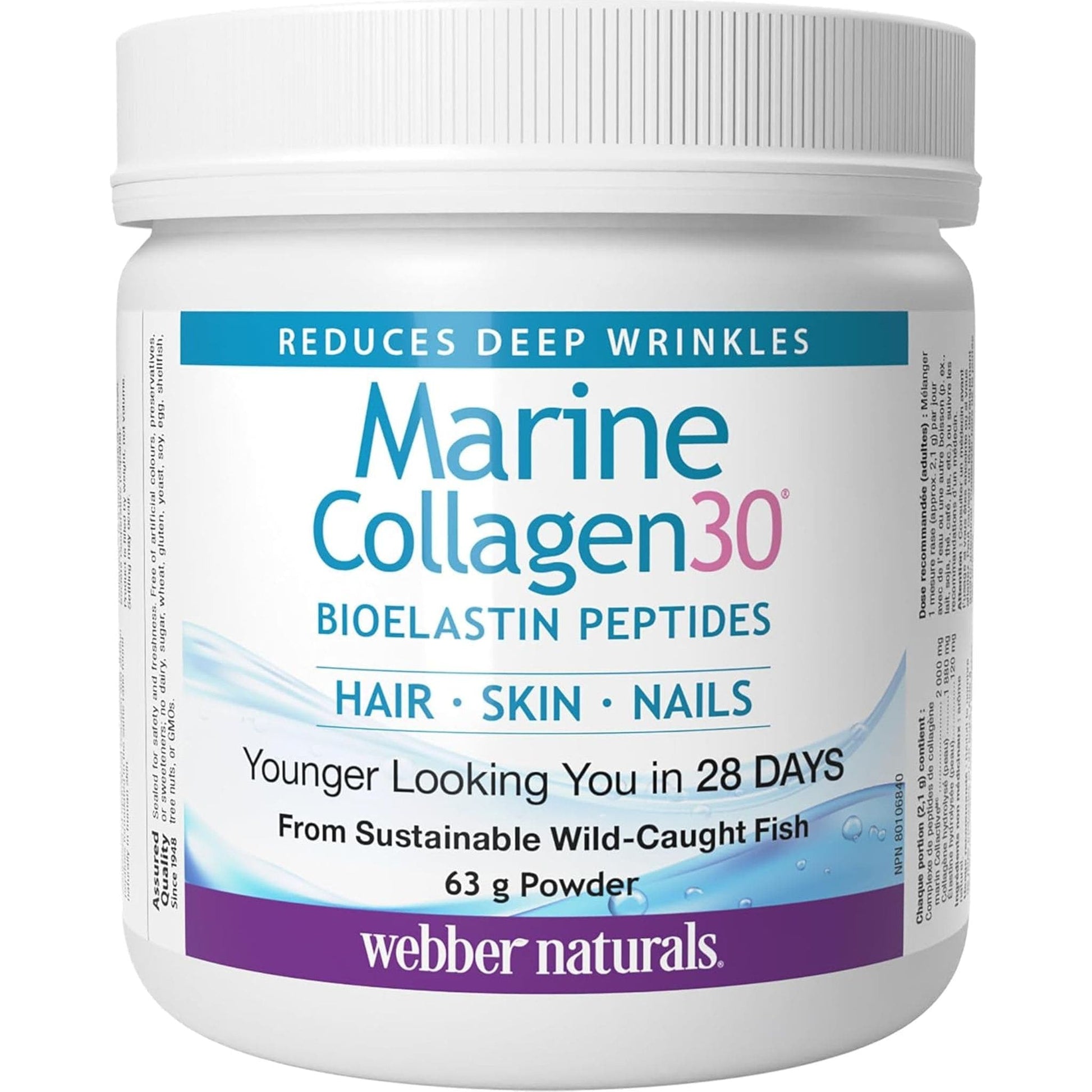 63g | Webber Naturals Marine Collagen30 Reduces Deep Wrinkles Powder