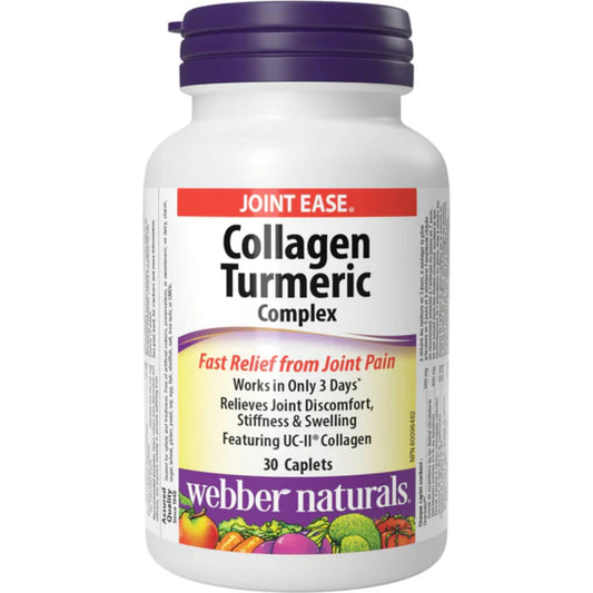 30 Caplets | Webber Naturals Collagen Turmeric Complex Fast Relief from Joint Pain