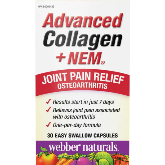 30 Easy Swallow Capsules | Webber Naturals Advanced Collagen Plus NEM Joint Pain Relief