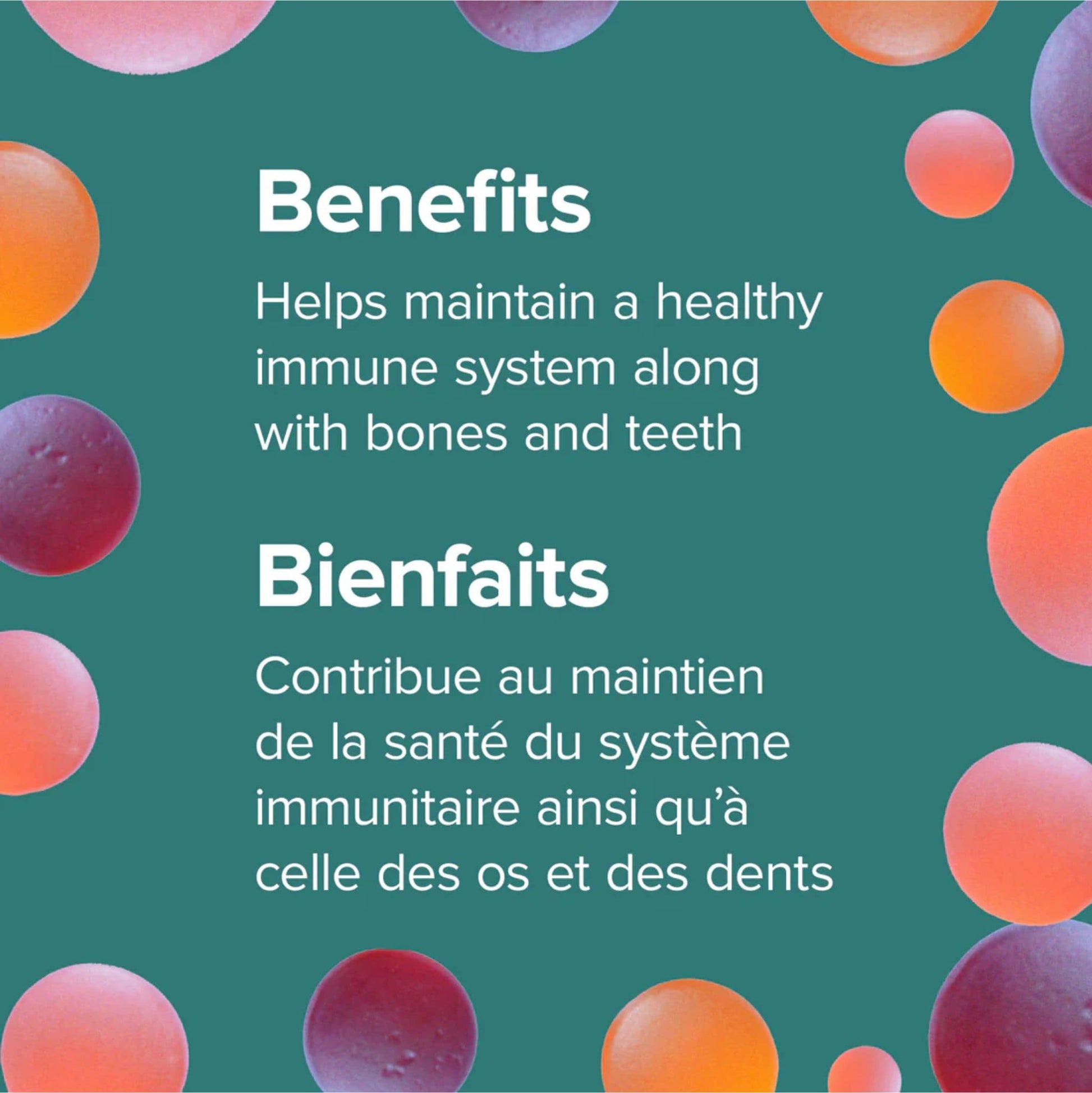 Mixed Berry Peach 90 Gummies | Webber Naturals Vitamin D3 1000 IU Gummies // mixed berry peach flavour // Infographic