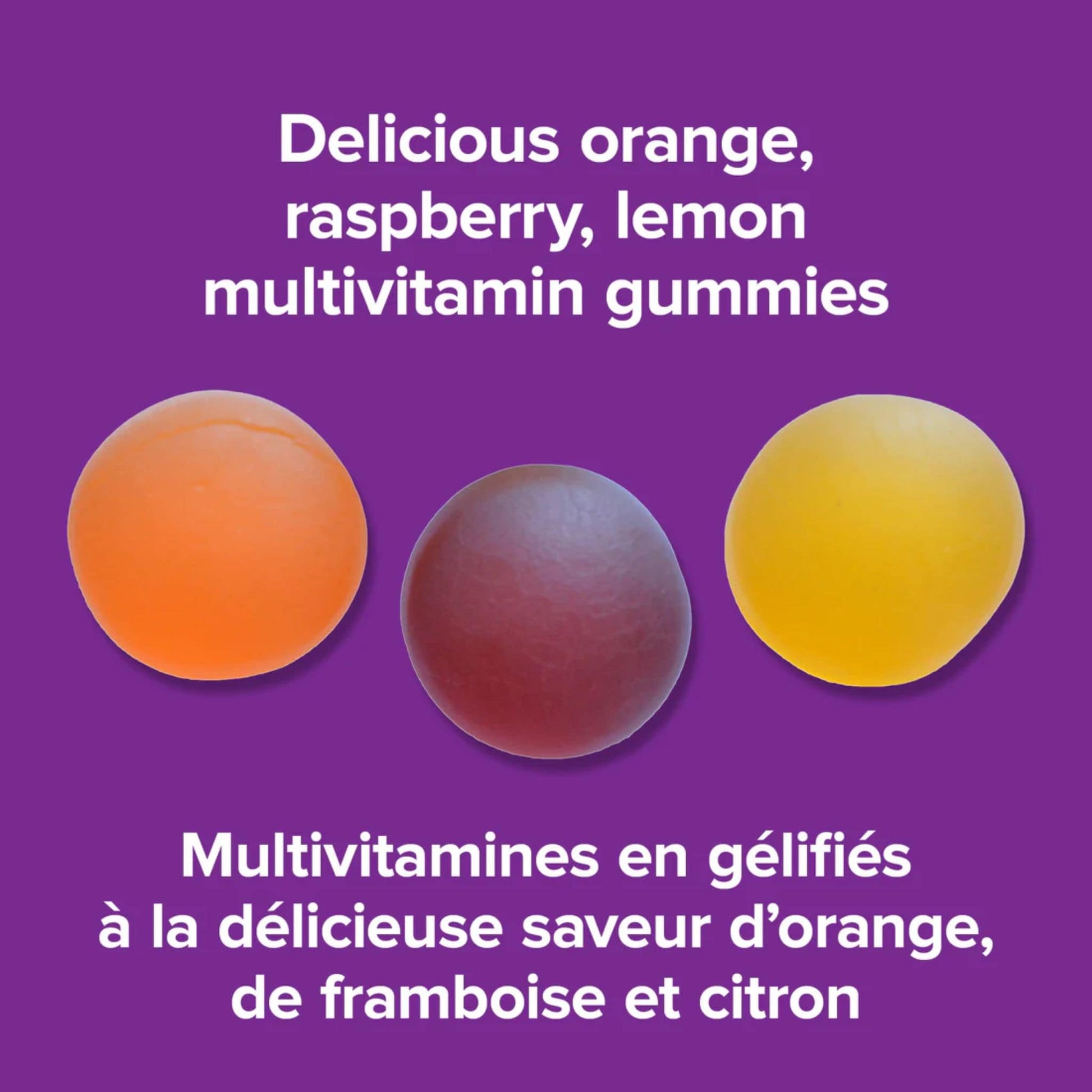 Orange, Raspberry, Lemon 90 Gummies | Webber Naturals Gummies Multivitamin for Adult // Infographic