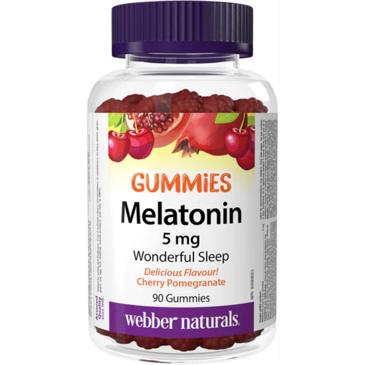 Cherry Pomegranate 90 Gummies | Webber Naturals Gummies Melatonin 5mg // cherry pomegranate flavour