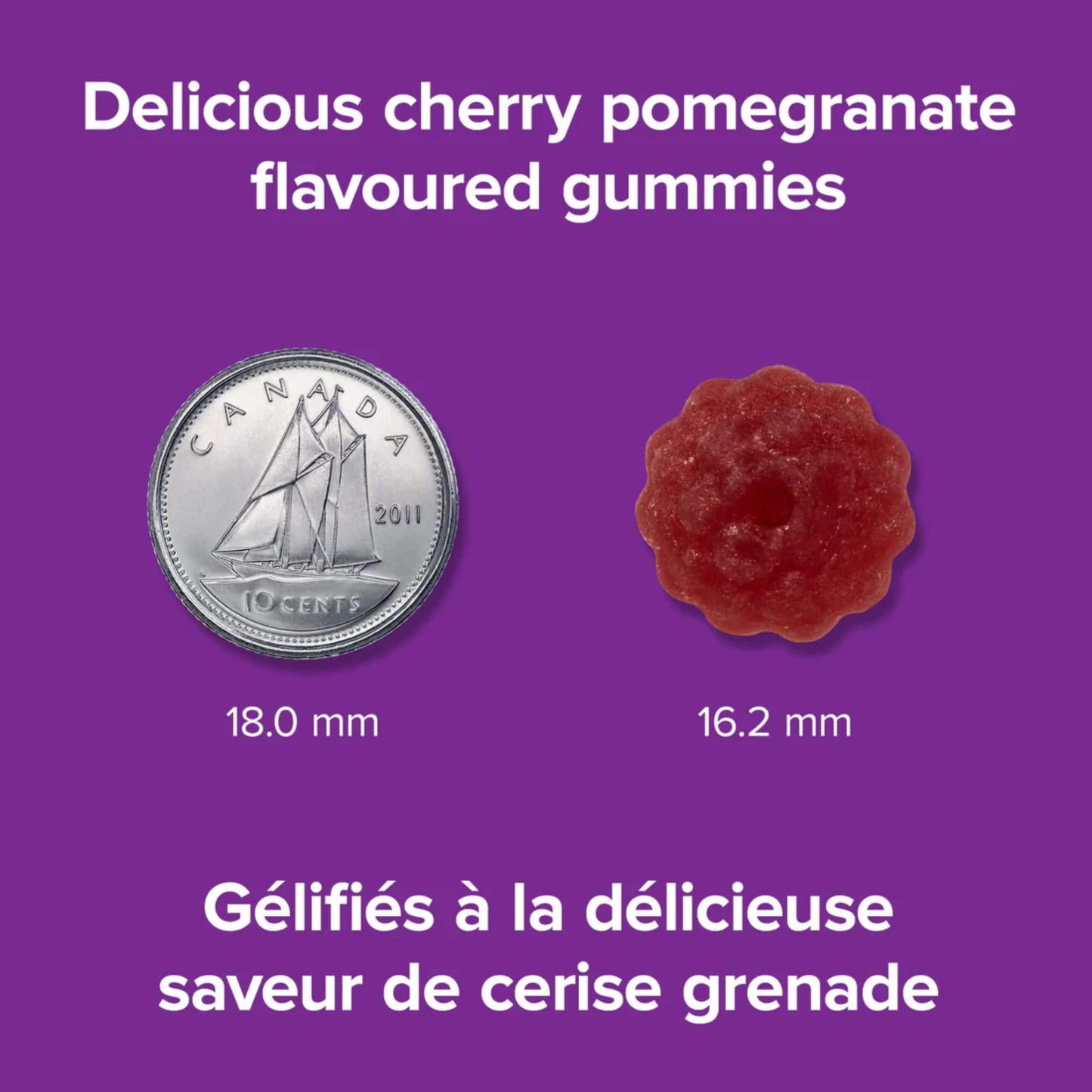 Cherry Pomegranate 90 Gummies | Webber Naturals Gummies Melatonin 5mg // Gummy Size