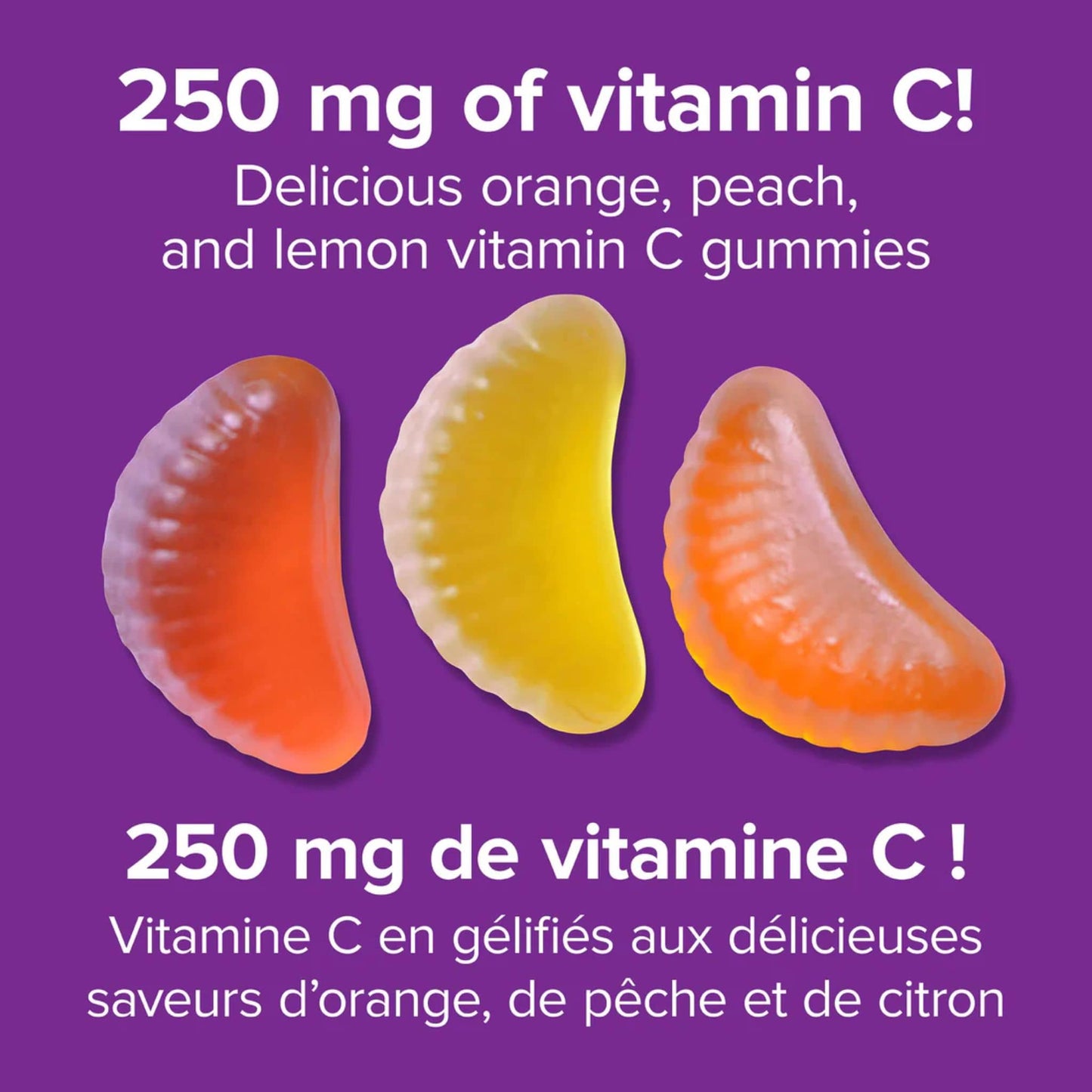 Orange, Peach, Lemon 120 Gummies | Webber Naturals Vitamin C 250mg Gummies // infographic