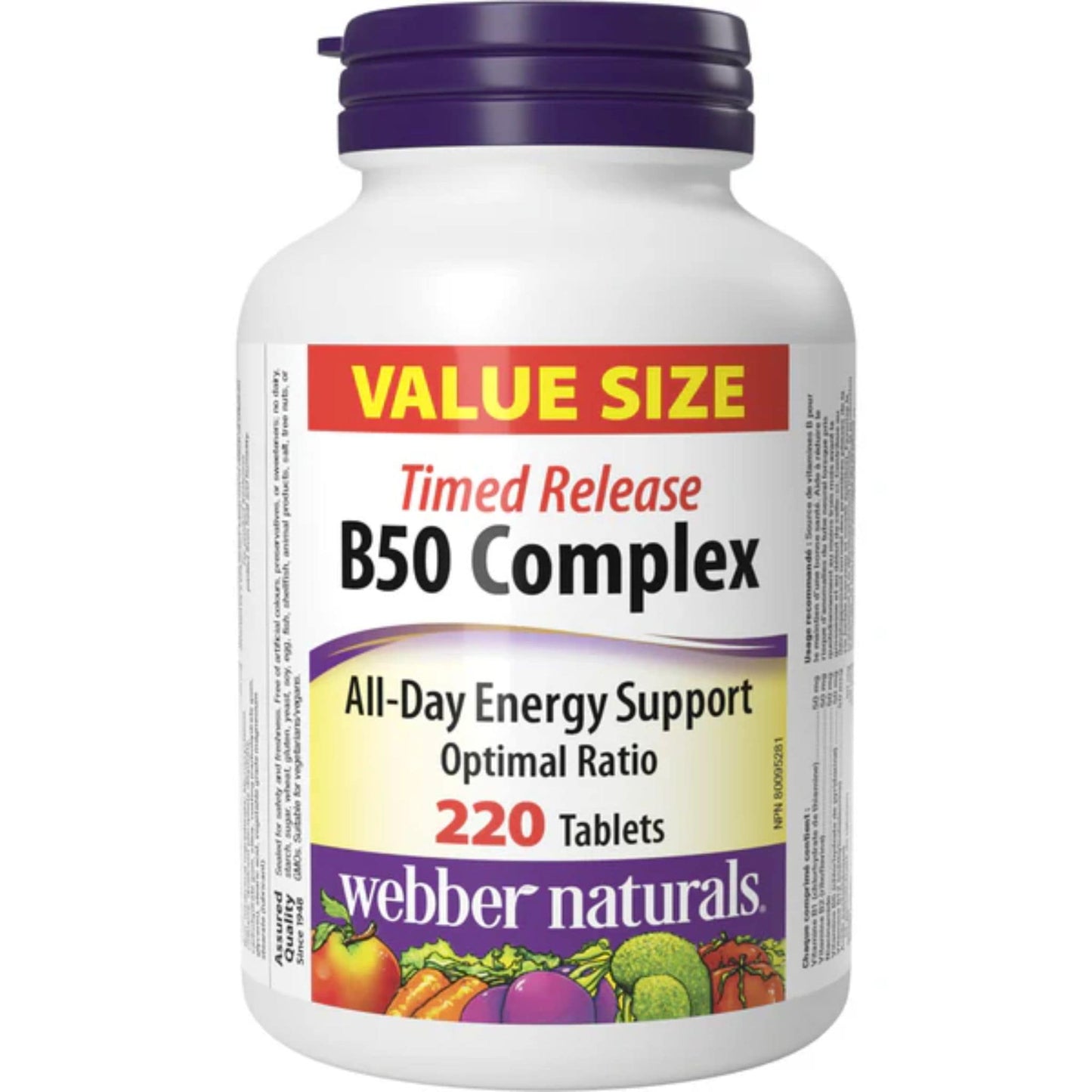 220 Tablets | Webber Naturals Timed release B50 Complex