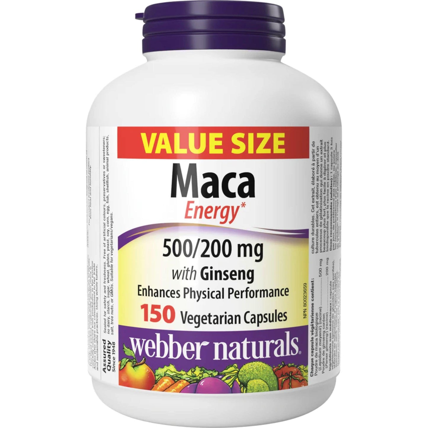 150 Vegetarian Capsules | Webber Naturals Maca Energy 500/200mg with Ginseng