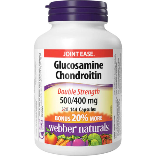 144 Capsules | Webber Naturals Glucosamine Chondroitin Double Strength 500/400mg