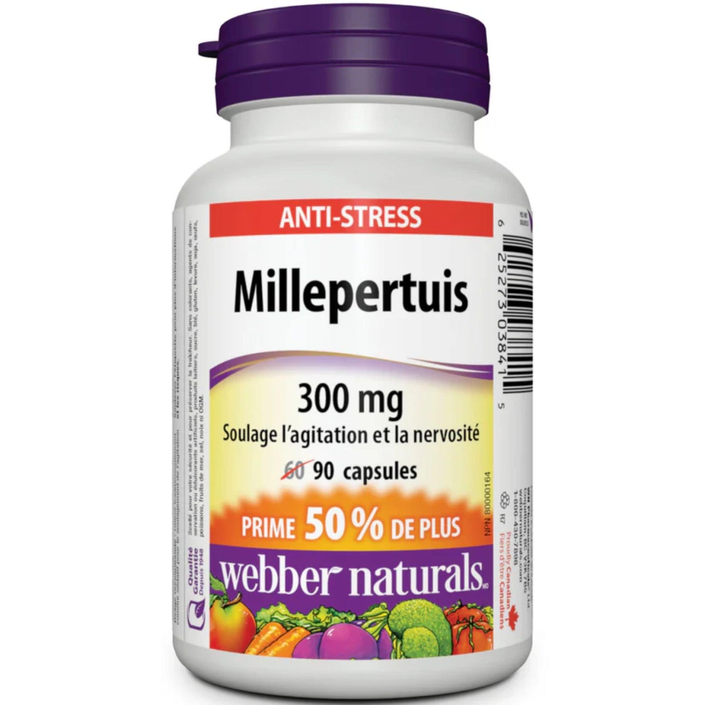 90 Capsules | Webber Naturals St. John's Wort 300mg // French Bottle