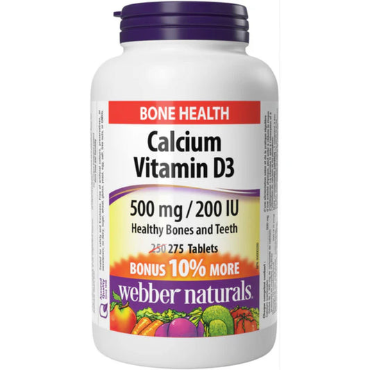 275 Tablets | Webber Naturals Calcium Vitamin D3 500mg/200IU 