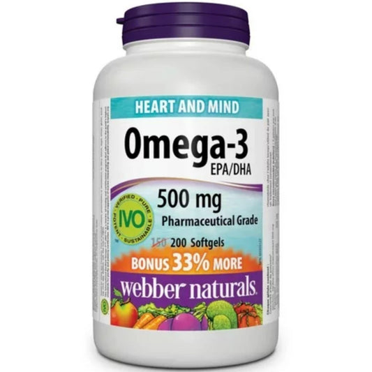 200 Softgels | Webber Naturals Omega-3 EPA/DHA 500mg