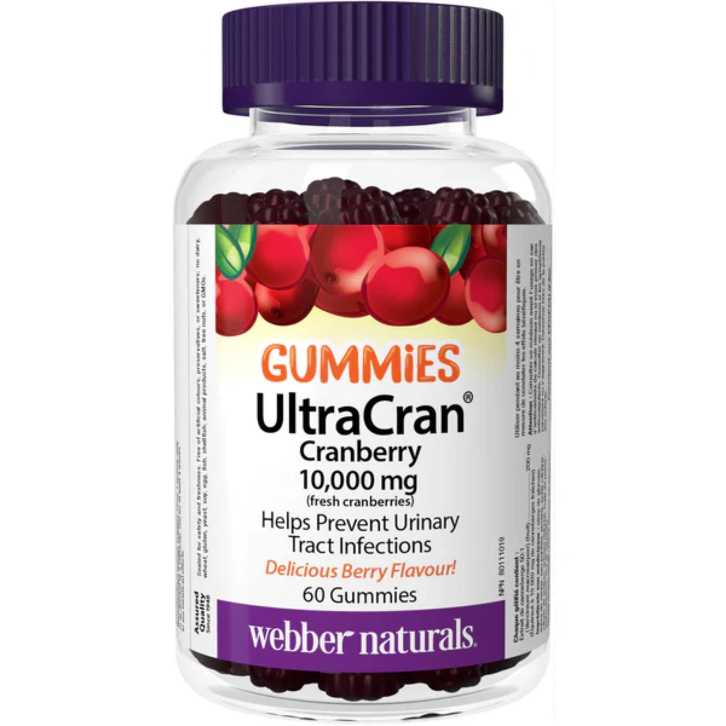 Berry 60 Gummies | Webber Naturals Gummies UltraCran Cranberry 10,000mg // berry flavour