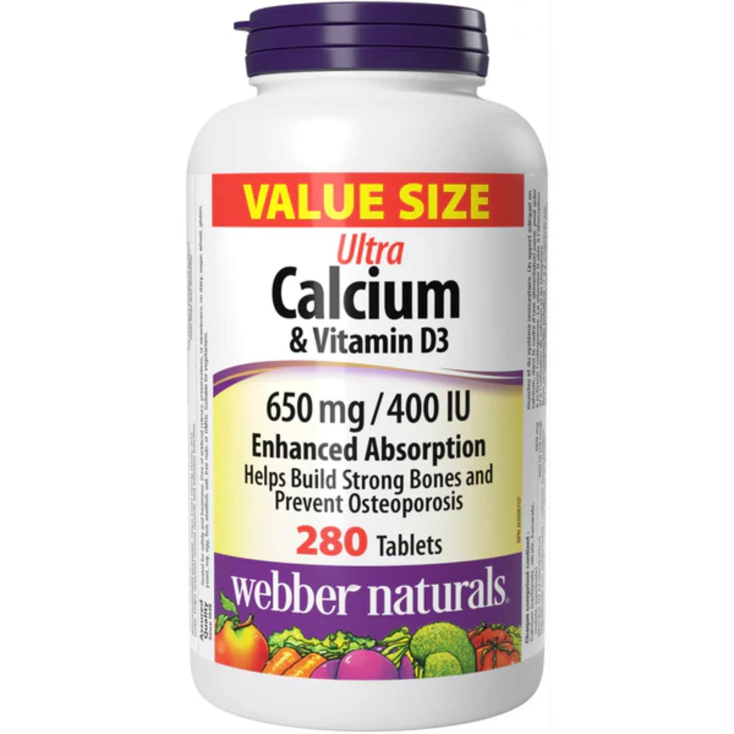 280 Tablets | Webber Naturals Ultra Calcium and Vitamin D3 650mg/400IU