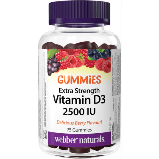 Berry 75 Gummies | Webber Naturals Gummies Vitamin D3 2,500IU Extra Strength // delicious berry flavour